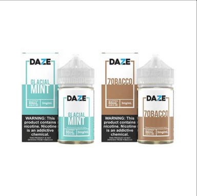 7Daze Tobacco Free Nicotine Vape Juice 60mL Best Flavors Glacial Mint & 7obacco
