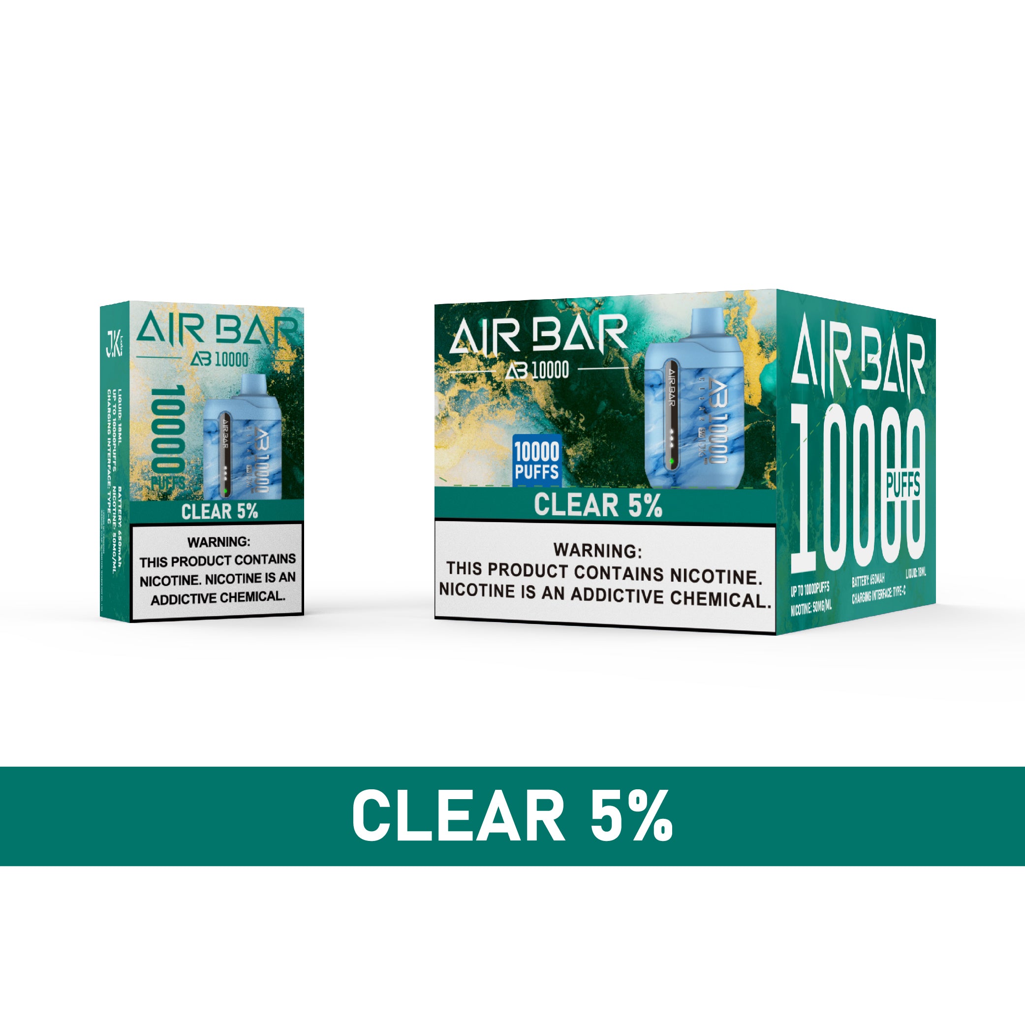 Air Bar AB10000 Disposable Vape 10 Pack 18mL Best Flavor Clear