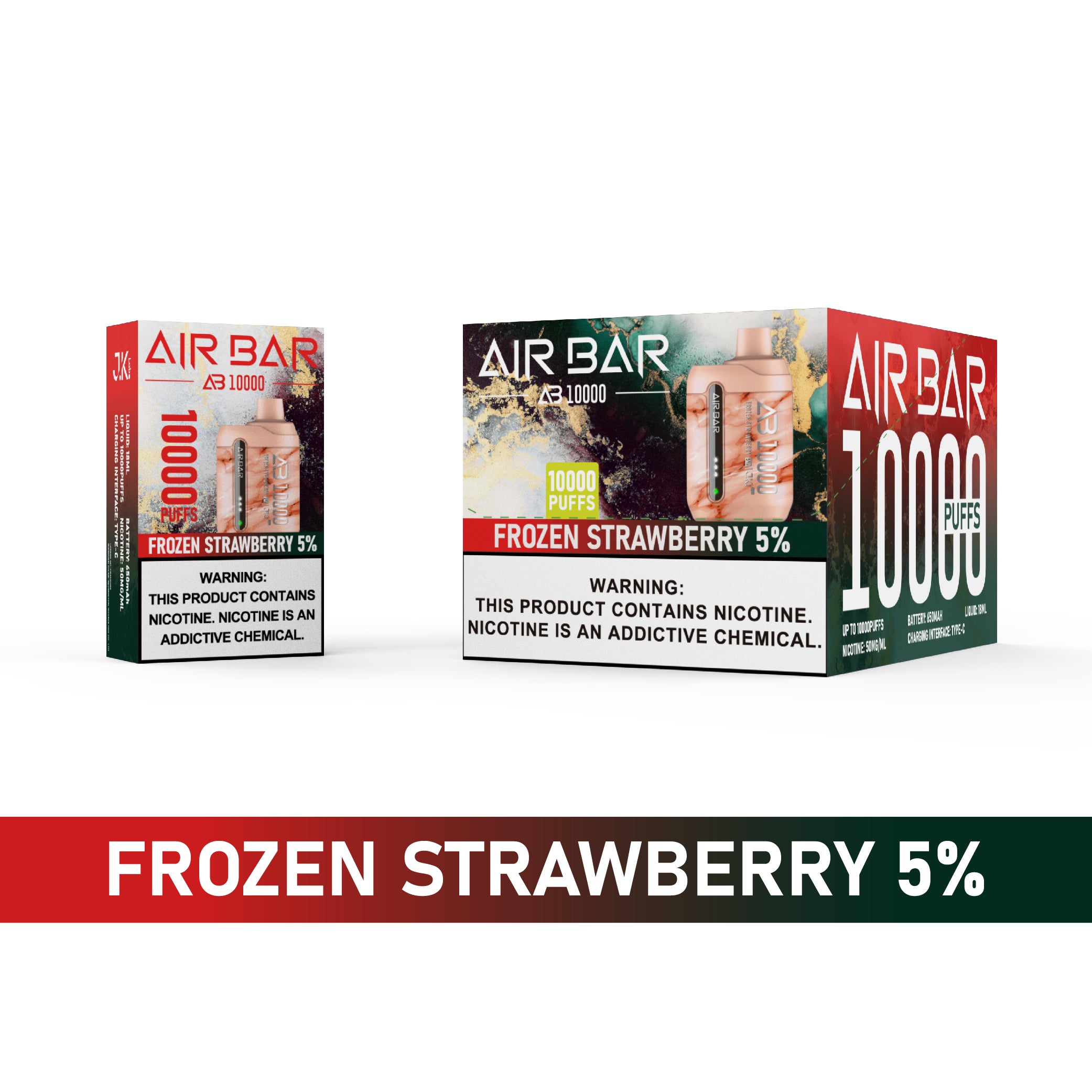 Air Bar AB10000 Disposable Vape 10 Pack 18mL Best Flavor Frozen Strawberry