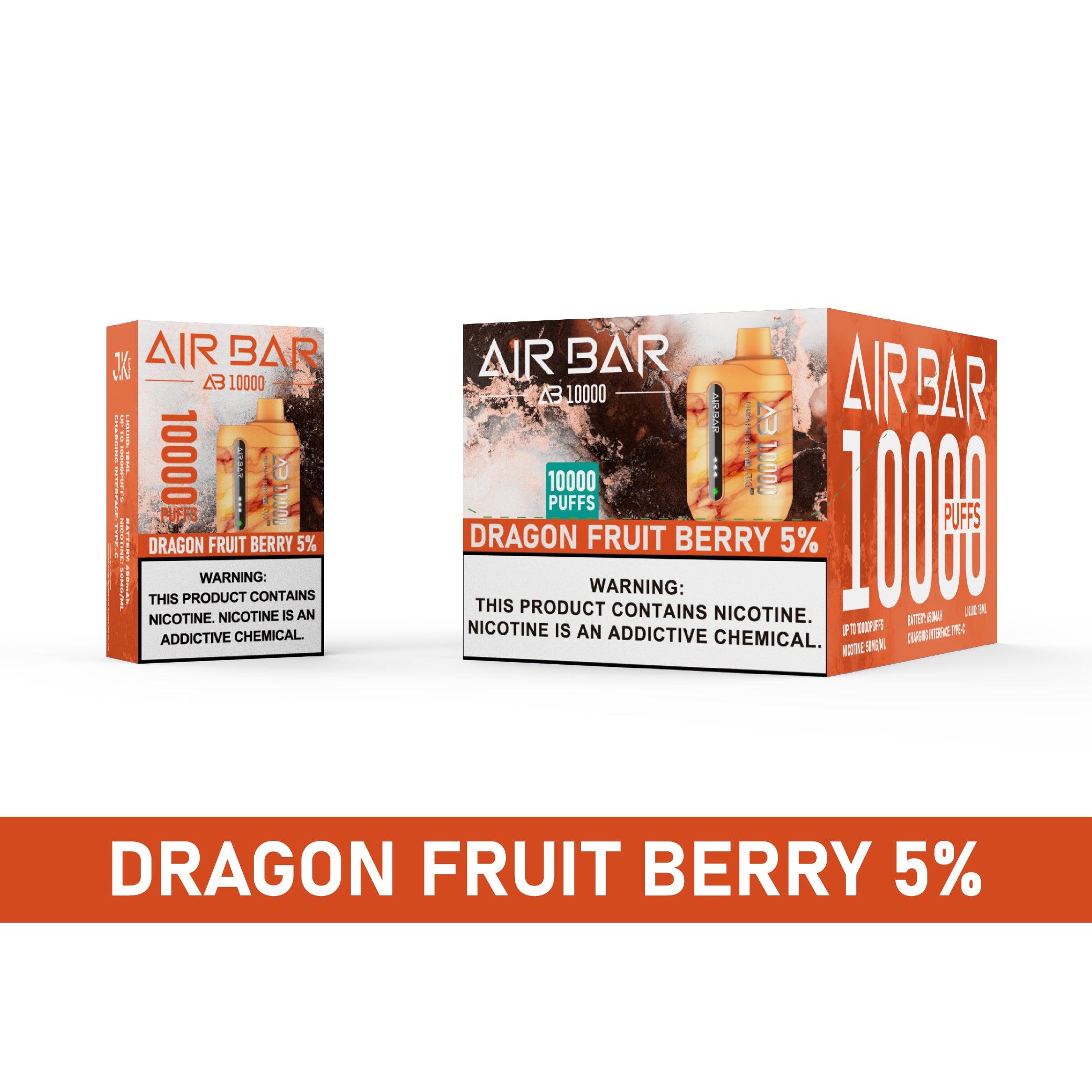 Air Bar AB10000 Disposable Vape 10 Pack 18mL Best Flavor Dragon Fruit Berry