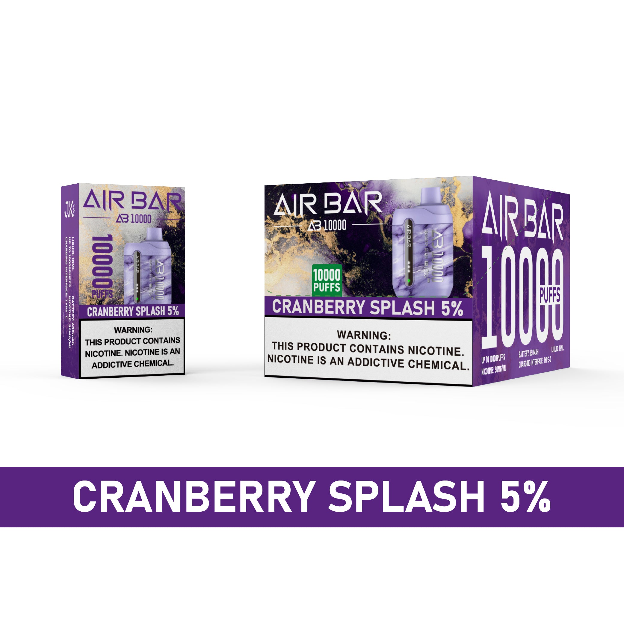 Air Bar AB10000 Disposable Vape 10 Pack 18mL Best Flavor Cranberry Splash