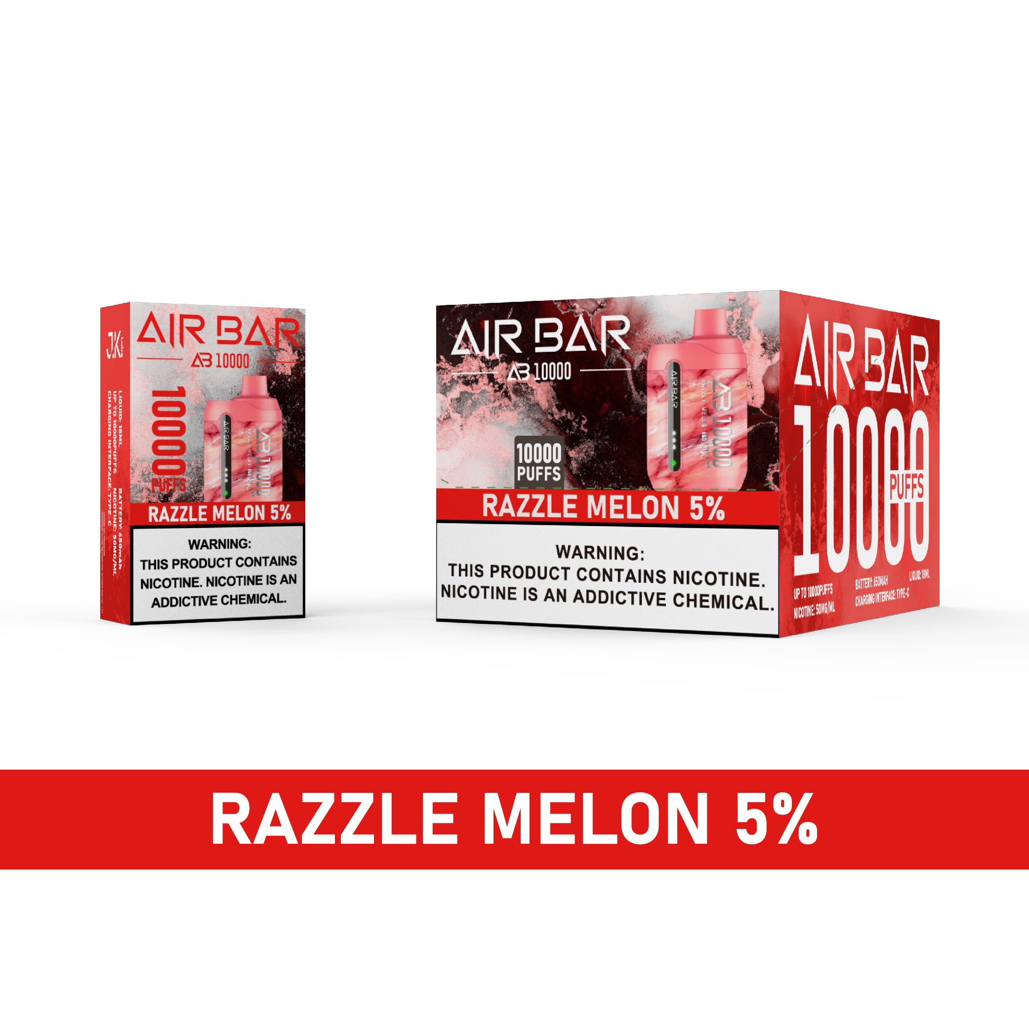 Air Bar AB10000 Disposable Vape 10 Pack 18mL Best Flavor Razzle Melon
