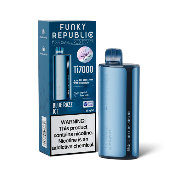 Funky Republic Ti7000 Disposable Vape 17mL 5 Pack Best Flavor Blue Razz Ice