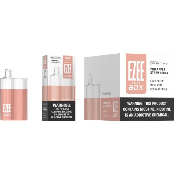 Ezee Stick Box 6000 Puffs Recharge Vape 12mL Best Flavor - Pineapple Strawberry