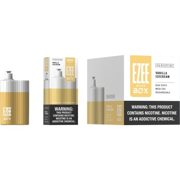 Ezee Stick Box 6000 Puffs Recharge Vape 12mL Best Flavor - Vanilla Ice Cream