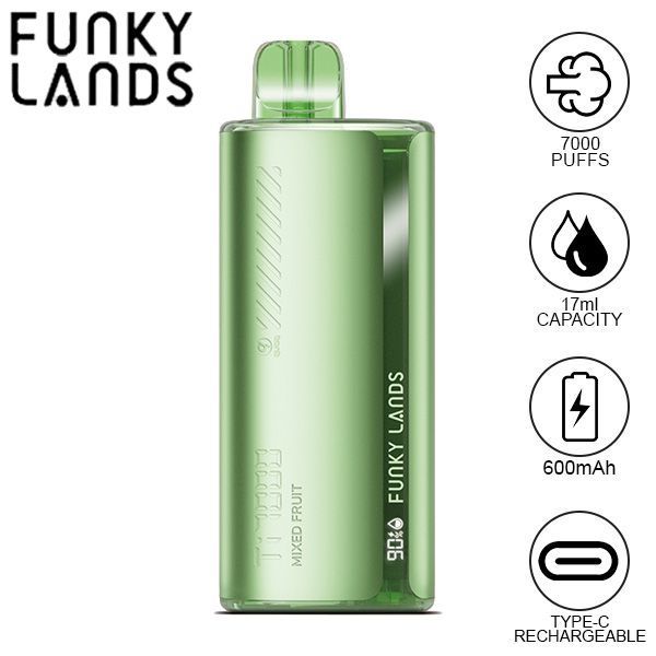 Funky Lands Ti7000 Puffs Disposable Vape 17mL Best Flavor Mixed Fruit