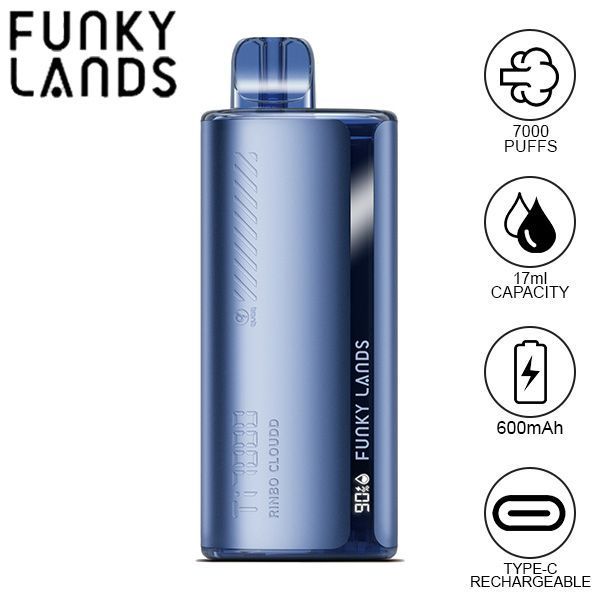 Funky Lands Ti7000 Puffs Disposable Vape 17mL Best Flavor Rinbo Cloudd