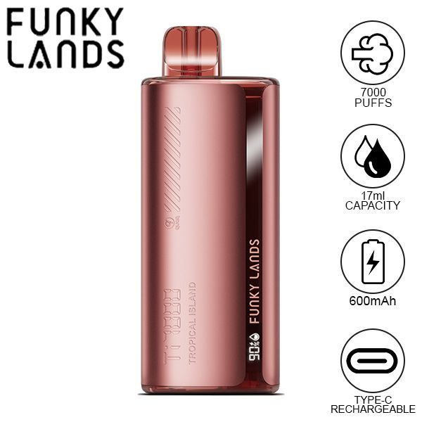 Funky Lands Ti7000 Puffs Disposable Vape 17mL Best Flavor Tropical Island