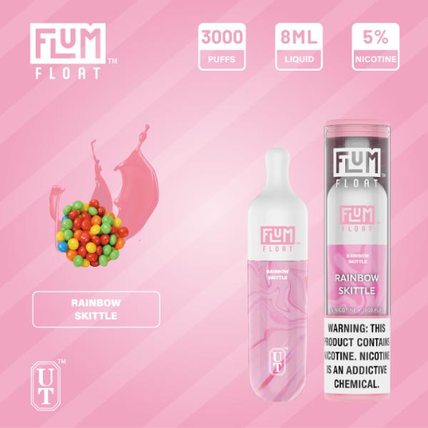 Flum Float 3000 Puffs Disposable Vape 8mL 10 Pack Best Flavor Rainbow Skittle