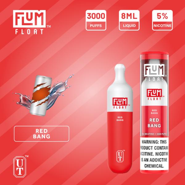 Flum Float 3000 Puffs Disposable Vape 8mL 10 Pack Best Flavor Red Bang