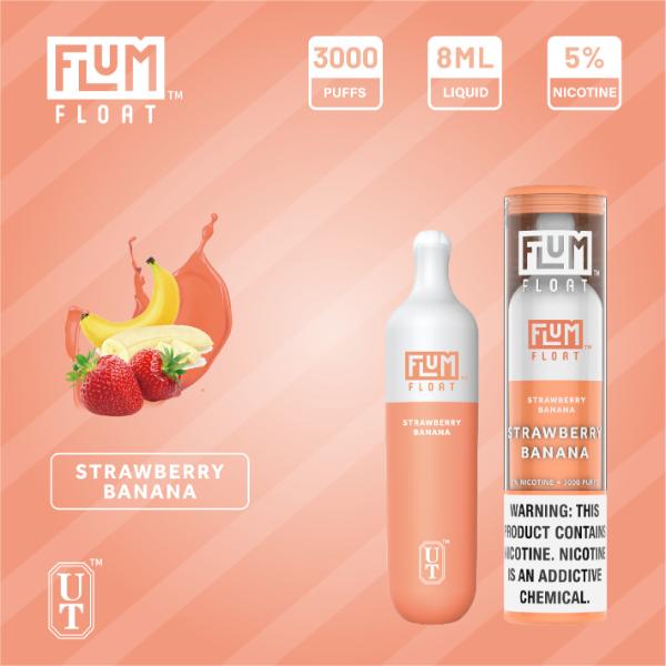 Flum Float 3000 Puffs Disposable Vape 8mL 10 Pack Best Flavor Strawberry Banana