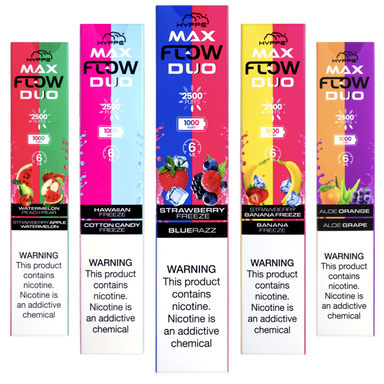 Hyppe Max Flow Duo Single Disposable Vape 2500 Puffs 6mL Best Flavors Watermelon Peach Pear Strawberry Apple Watermelon Hawaiian Freeze Cotton Candy Freeze Strawberry Freeze Bluerazz Strawberry Banana Freeze Banana Freeze Aloe Orange Aloe Grape