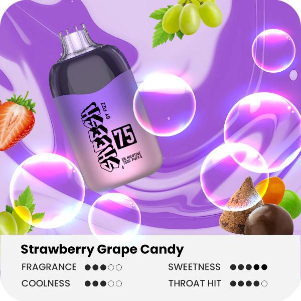 Sheesh75 by Fizz 7500 Puffs Disposable Vape 17mL Best Flavor Strawberry Grape Candy