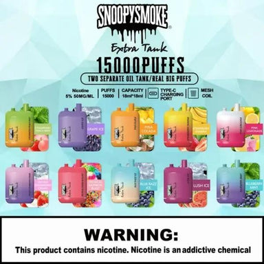 SnoopySmoke Extra Tank 15000 Puffs Recharge Vape 18mL Best Flavors