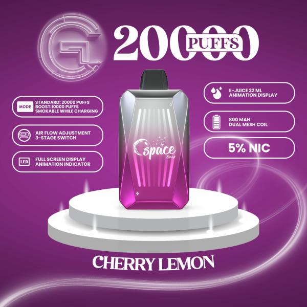 Space Max Glow 20000 Puffs Vape Juice 22mL Best Flavor Cherry Lemon