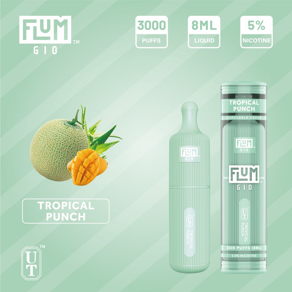 Flum GIO Disposable Vape 10 Pack 8mL Best Flavor Tropical Punch