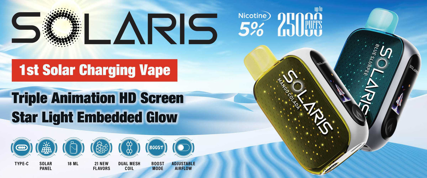 The World’s First Solar Charging Vape - Solaris 25,000 Disposable Vape