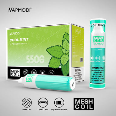 Vapmod QD40-V2 5500 Puffs Single Disposable 15mL Best Flavor Cool Mint