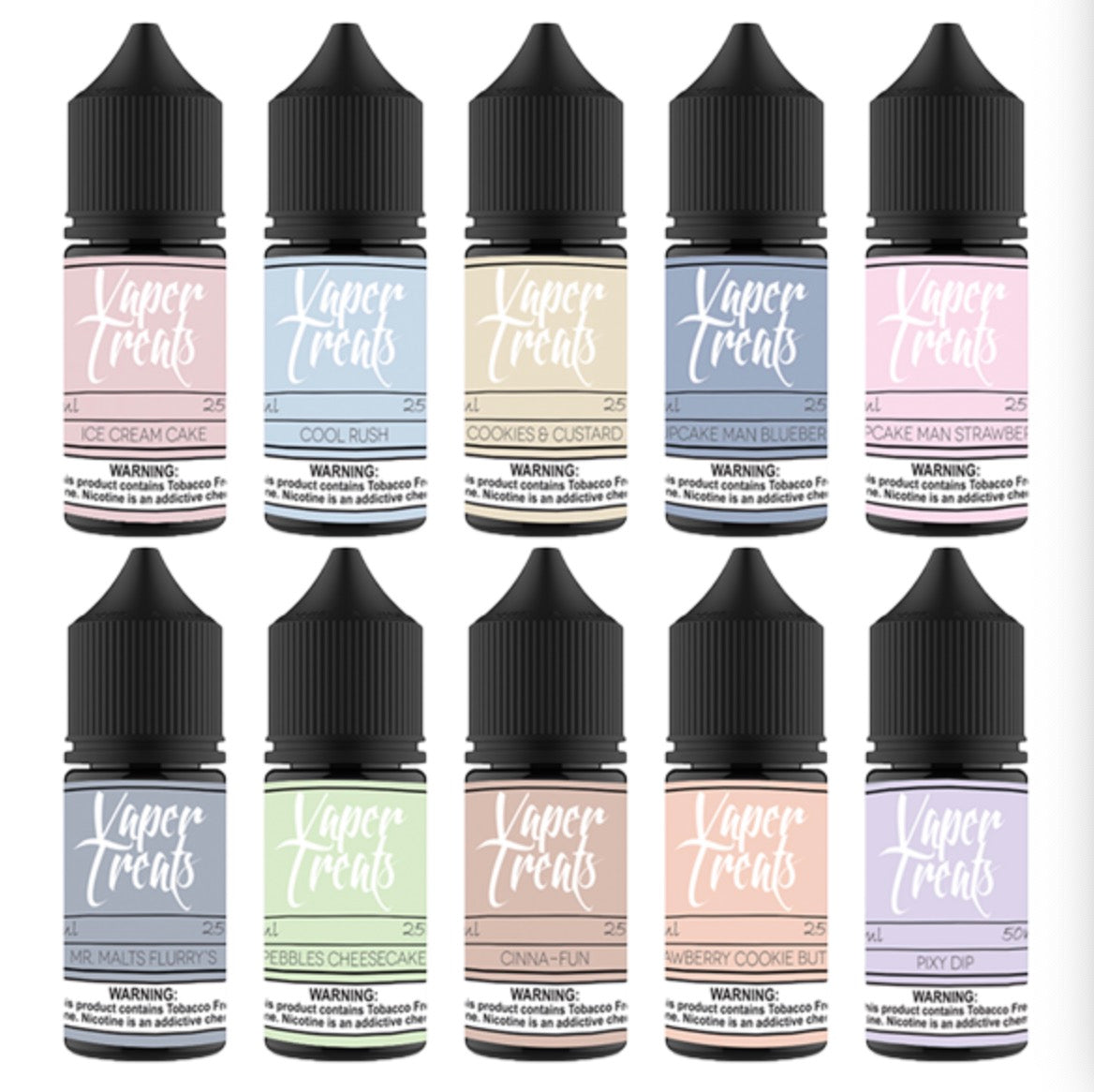 Vaper Treats TFN Salt 30mL Vape Juice Best Flavors Ice Cream Cake Cool Rush Cookies & Custard Cupcake Man Blueberries  Cupcake Man Strawberries Mr. Malt Flurry's Pebble Cheesecake Cinna-Fun Strawberry Cookie Butter Pixy Dip