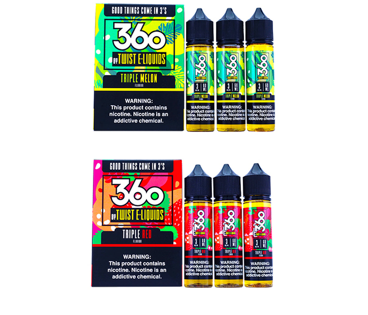 360 Series by Twist Eliquids 180mL Best Flavors Triple Melon Triple Red