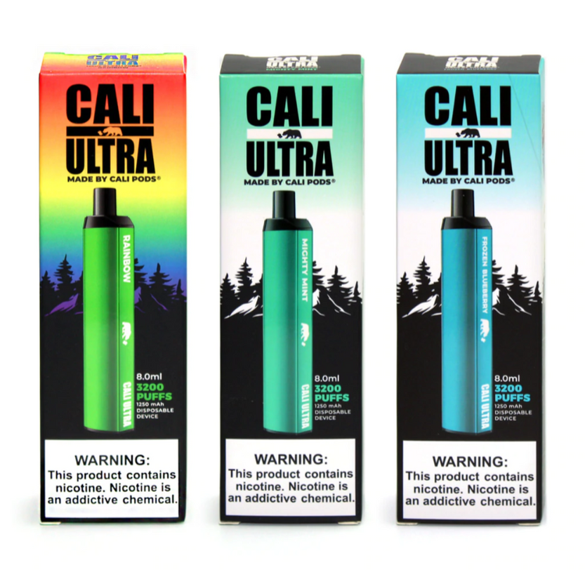 Cali Ultra Disposable Vape 6-Pack Best Flavors Rainbow Mighty Mint  Frozen Blueberry