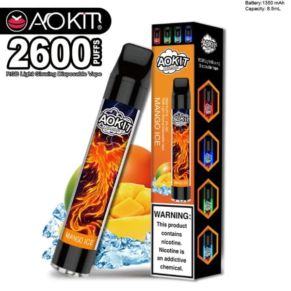 Best Deal Aokit Lux 2600 Disposable Vape 8.5mL 10 Pack  Mango Ice