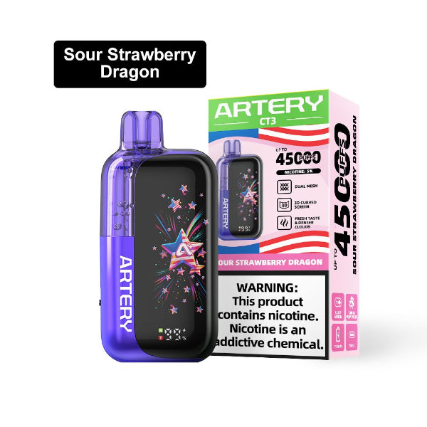 Artery CT3 Clearo 45,000 Disposable Vape Sour Strawberry Dragon