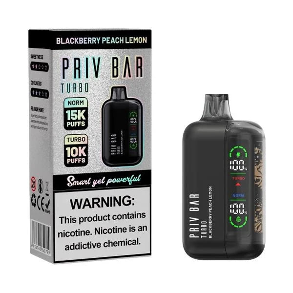 Best Deal SMOK Priv Bar Turbo 15000 Puffs Disposable Vape 16mL Blackberry Peach Lemon