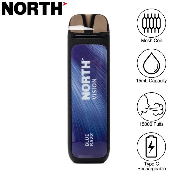 Best Deal North Vision 15000 Puffs Rechargeable Disposable Vape 15mL - Blue Razz