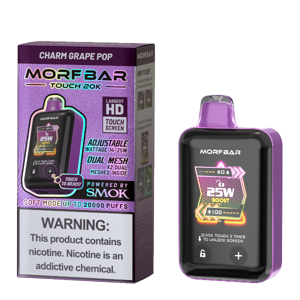 Best Deal Morfbar Touch 20000 Puffs Disposable Vape 18mL  Charm Grape Pop