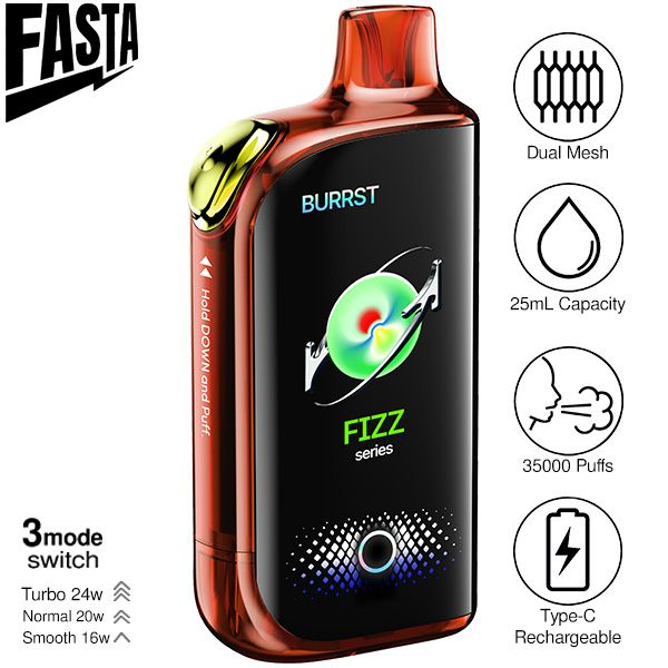 Best Deal Fasta Burrst 35,000 Puffs Disposable Vape 25mL 5 Pack - Juicy Peach Soda