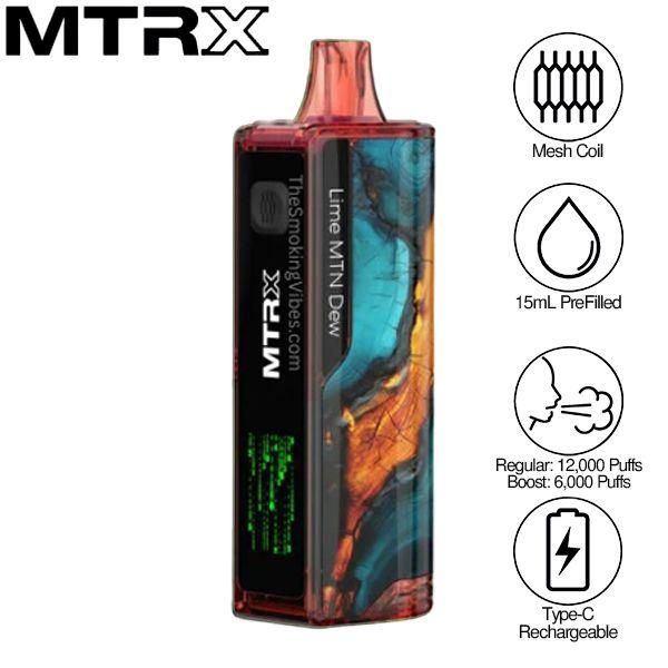 MTRX 12000 Puffs Vape Lime MTN Dew