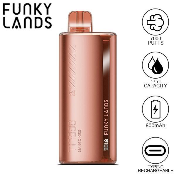 Best Deal Funky Lands Ti7000 Puffs Disposable Vape 17mL Mango Kiss