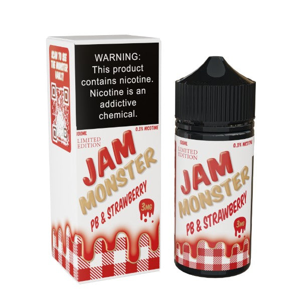 Jam Monster 100mL Vape Juice - PB & Strawberry