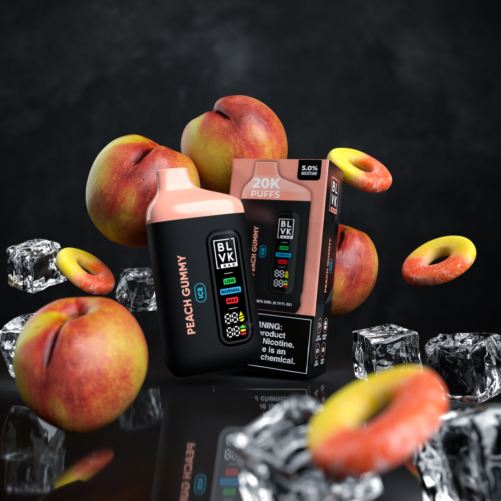 BLVK Bar 20k Puffs Disposable Vape 22mL Best Flavor Peach Gummy Ice