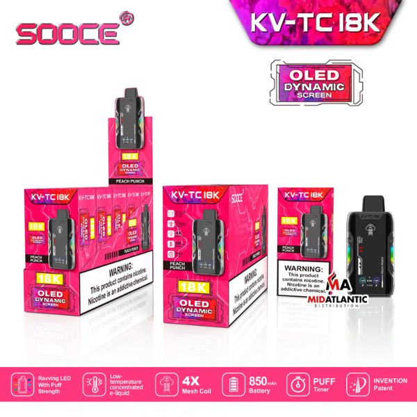 Best Deal SOOCE KV-TC18K Disposable Vape Peach Punch