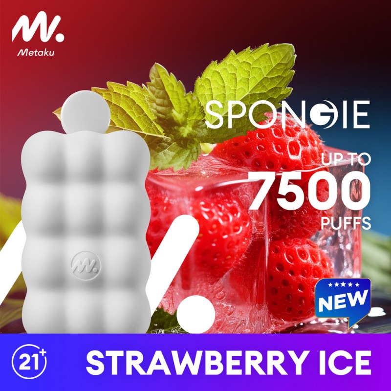 Best Deals Metaku Spongie 7500 Puffs Disposable Vape 12mL 5 Pack - Strawberry ice