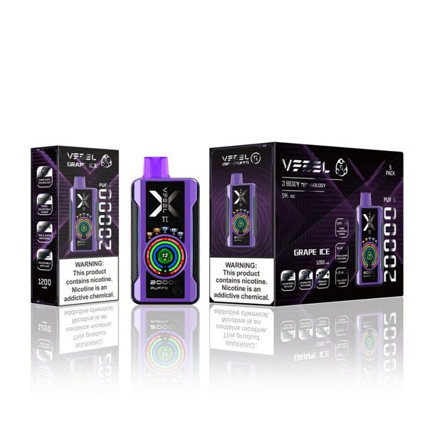 Best Deal VFEEL Pi 20000 Puff Vape 5 Pack 25mL Grape Ice