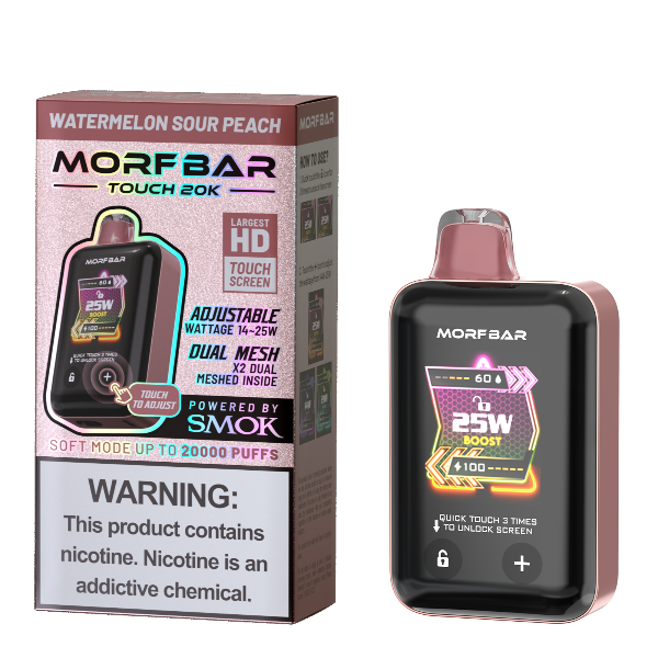  Best Deal Morfbar Touch 20000 Puffs Disposable Vape 18mL Watermelon Sour Peach