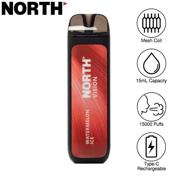 Best Deal North Vision 15000 Puffs Rechargeable Disposable Vape 15mL - Watermelon Ice