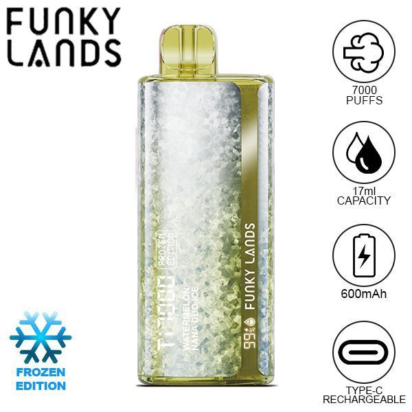 Best Deal Funky Lands Ti7000 Puffs Disposable Vape 17mL Watermelon Nana Duo Ice