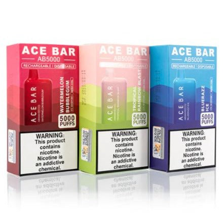 Ace Bar AB 5000 6000 Puffs Disposable Vape Best Flavors Watermelon Bubblegum Tropical Rainbow Blast Bluerazz Ice