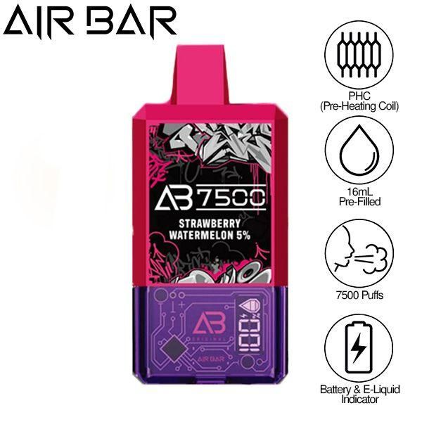 Air Bar AB7500 Vape 5% 10-Pack 16mL Best Flavor Strawberry Watermelon