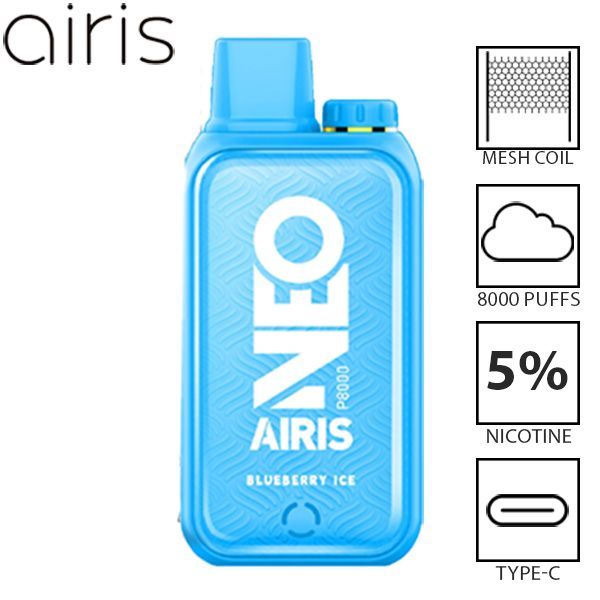 Airis Neo P8000 8000 Puffs Disposable Vape Best Flavor Blueberry Ice