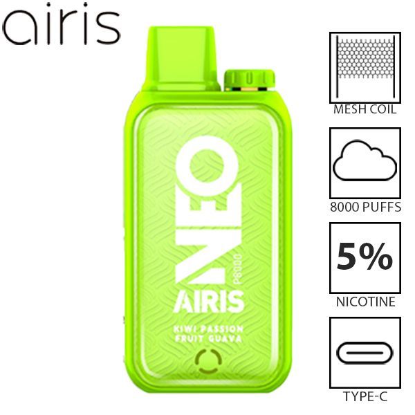 Airis Neo P8000 8000 Puffs Disposable Vape Best Flavor Kiwi Passionfruit Guava