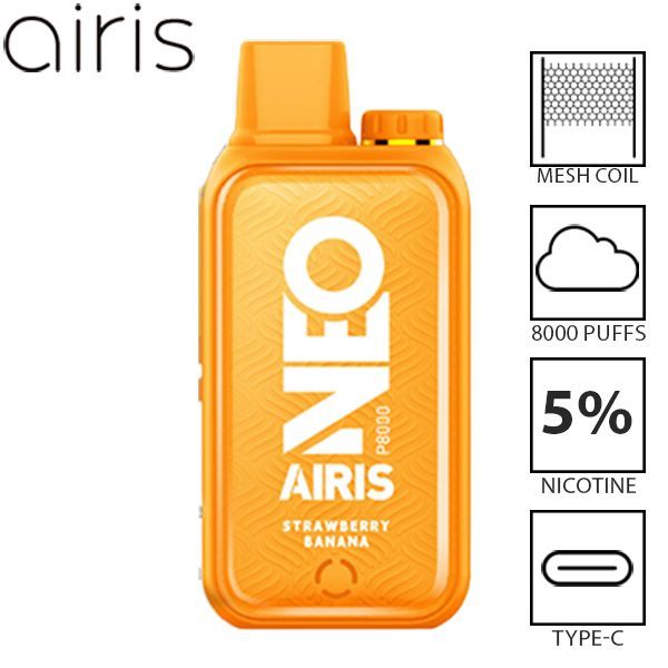 Airis Neo P8000 8000 Puffs Disposable Vape Best Flavor Strawberry Banana