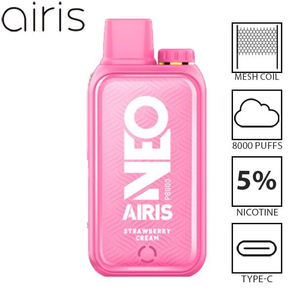 Airis Neo P8000 8000 Puffs Disposable Vape Best Flavor Strawberry Cream