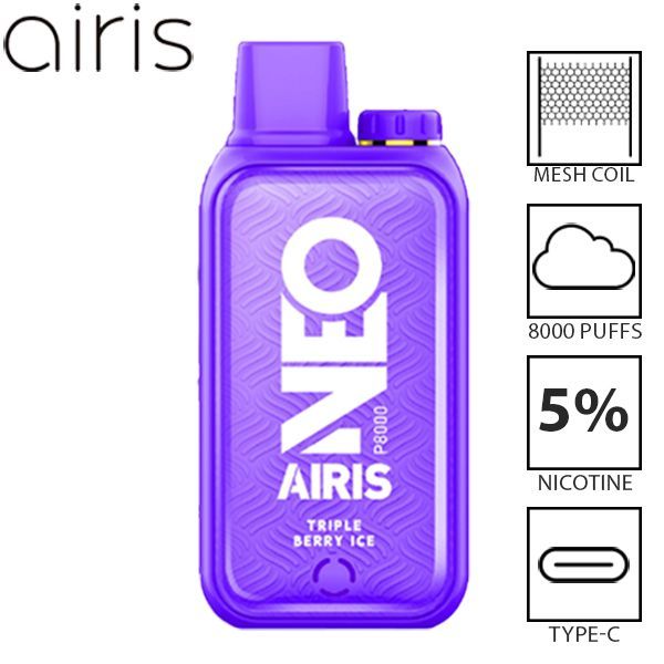 Airis Neo P8000 8000 Puffs Disposable Vape Best Flavor Triple Berry Ice