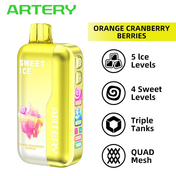 Best Deal Artery CL6 50,000 Puffs Disposable Vape 26mL 5 Pack - Orange Cranberries Berries