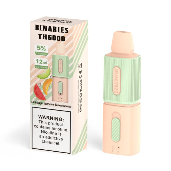 Best Deal HorizonTech Binaries Cabin TH6000 Puffs Disposable Vape 12mL Cantaloupe Honeydew Watermelon Ice